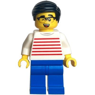 Figurine White Striped Torso, Blue Legs, Black Hair du set 80113