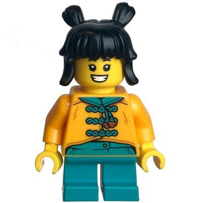 Figurine Kid - Bright Light Orange Torso, Dark Turquoise Legs, Black Hair du set 80113