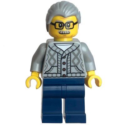 Figurine Light Bluish Grey Torso, Dark Blue Legs, Light Bluish Grey Hair, Glasses du set 80113
