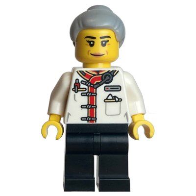 Figurine Waiter, White Torso, Black Legs, Light Bluish Grey Hair du set 80113