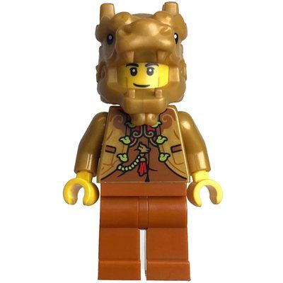 Figurine Pearl Gold Torso, Dark Orange Legs, Pearl Gold Dragon Mask du set 80113