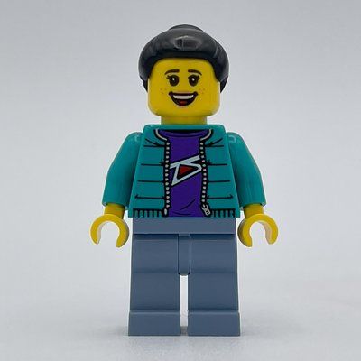 Minifigurka Woman, Dark Turquoise Jacket, Sand Blue Legs, Black Hair z zestawu 40678