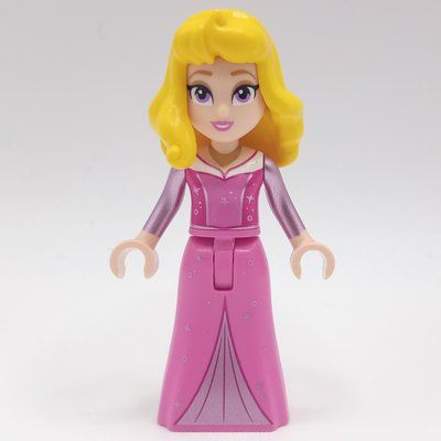 Minifigure Aurora - Dark Pink Dress, Big Eyes, Yellow Hair del set 30671