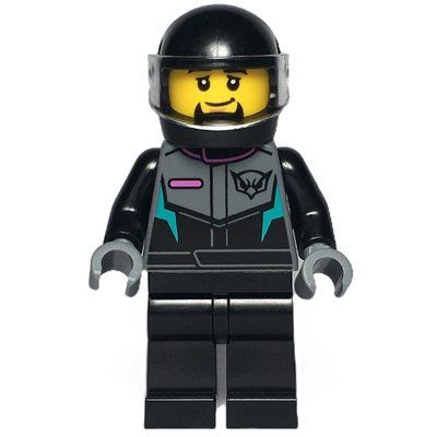 Figurine Race Driver, Black Racing Suit and Helmet with Visor, Goatee du set 60400