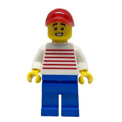 Minifigure White Striped Torso, Blue Legs, Red Cap del set 40681