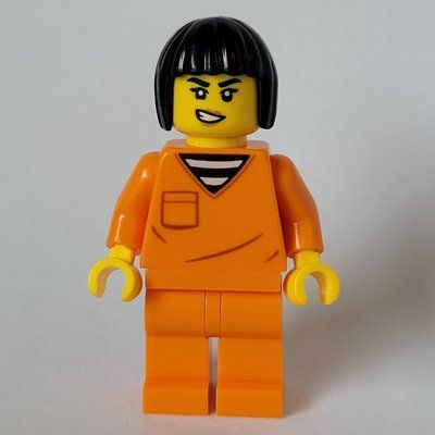 Minifigur Criminal, Orange Suit, Black Hair aus Set 60419