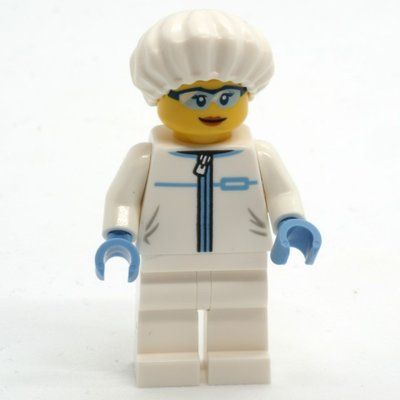Minifigure Forensic Detective, White LAb Suit, White Cap del set 60418