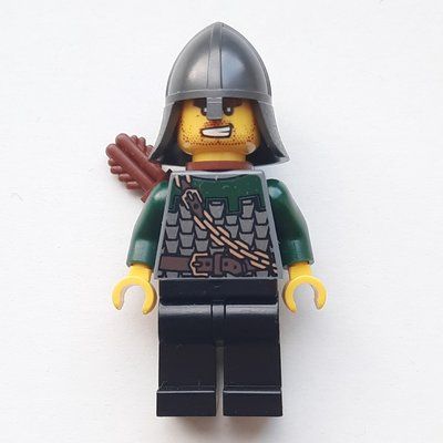 Minifigure Dragon Knight, Archer, Dark Green, Helmet, Quiver (Pearl Titanium) del set 7946