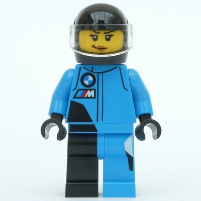 Minifigure Race Driver - Dark Azure Racing Suit, Black Helmet del set 76922