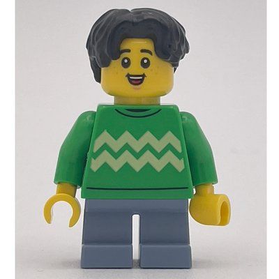 Minifigurka Kid, Bright Green Torso, Sand Blue Legs, Black Hair z zestawu 40714