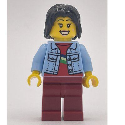 Minifigurka Bright Light Blue Torso, Dark Red Legs, Black Hair z zestawu 40714