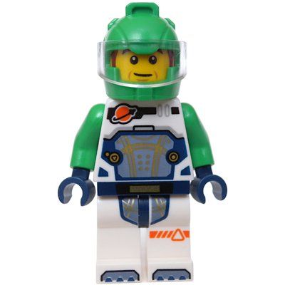 Minifigure Astronaut, White Spacesuit, Bright Green Helmet, Reddish Brown Sideburns from set 60439