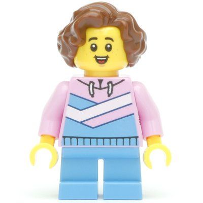 Figurine Kid, Bright Pink Torso, Bright Light Blue Legs, Reddish Brown Hair du set 40689