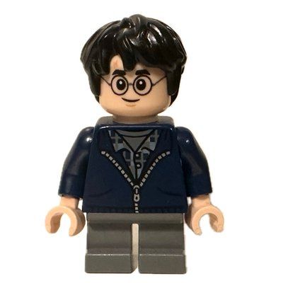 Minifigura Harry Potter, Dark Blue Jacket with Zipper, Short Legs del set 76434