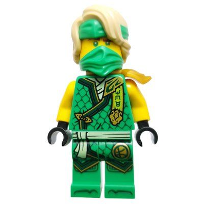 Minifigure Lloyd, Bright Green Robes, Hair, Shoulder Guard del set 71820