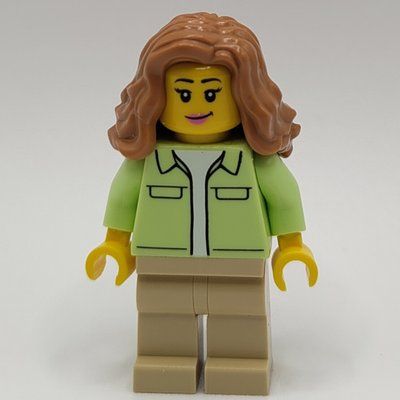 Minifigura Yellowish Green Torso, Tan Legs, Medium Nougat Hair del set 31153