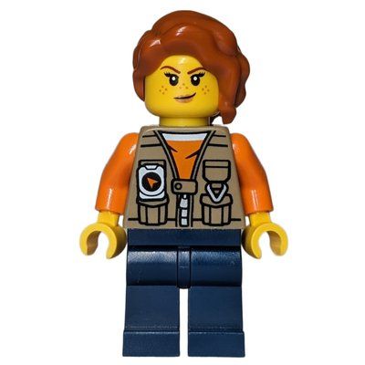 Minifigura Explorer, Tina Tarantula, Dark Tan Vest Jacket, Dark Blue Legs, Dark Orange Hair del set 60437
