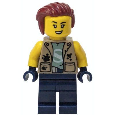 Minifigura Mechanic, Iris Icicle, Dark Tan Jacket, Dark Blue Legs, Dark Red Hair del set 60437