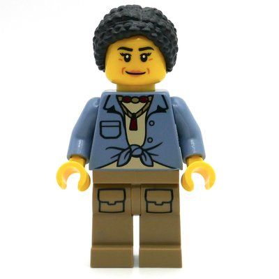 Figurine Woman, Sand Blue Shirt, Dark Tan Legs, Black Hair du set 60426