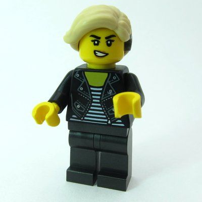 Minifigur Woman, Black Jacket, Pearl Titanium Legs, Hearing Aid aus Set 60435