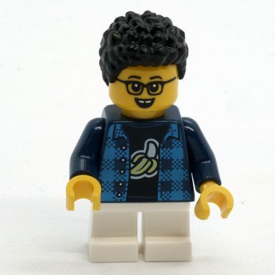Figurine Boy, Dark Blue Plaid Shirt, Short White Legs, Glasses du set 60421