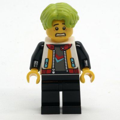 Figurine Man, White Jacket, Black Legs, Lime Hair du set 60421