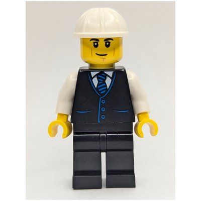 Figurine Construction Foreman, Black Suit, White Hard Hat du set 60420