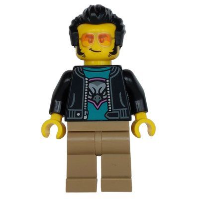 Minifigur Man, Black Jacket, Dark Tan Legs, Sunglasses aus Set 60408
