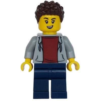 Minifigur Woman, Light Bluish Gray Jacket, Dark Blue Legs aus Set 60408