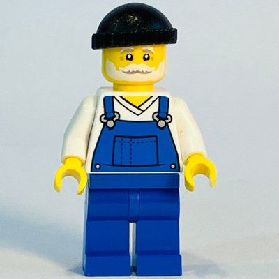 Minifigura White Torso, Blue Overall, Black Cap del set 60422