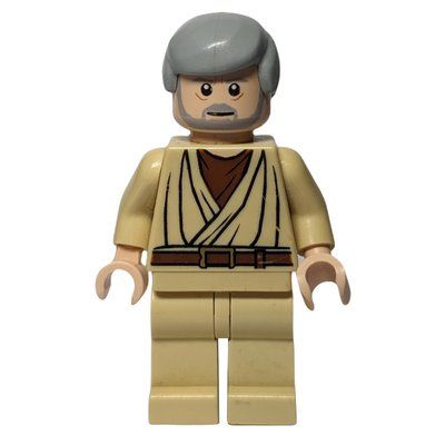 Figurine Obi-Wan Kenobi, Old, Tan Robes, Hair, White Pupils, Gray Beard, 3626cpr0638 du set 8092