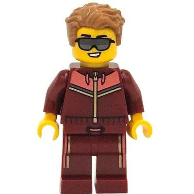 Minifigur Man, Dark Red Tracksuit, Sunglasses aus Set 60423