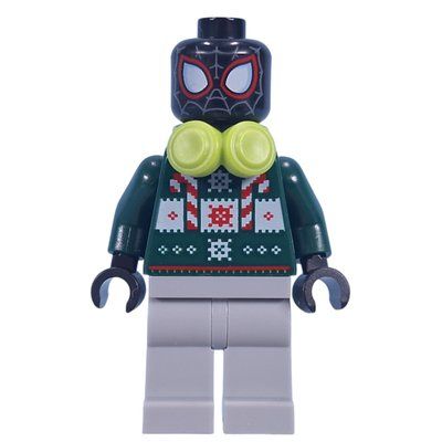 Minifigura Miles Morales, Ugly Christmas Sweater del set 76293