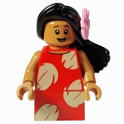 Minifigure Lilo, Bright Pink Flower, Brick Skirt del set 21352