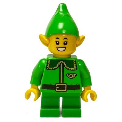 Figurine Elf / Postal Elf - Bright Green Torso, Green Legs, Bright Green Hat, Dark Green Collar, Teeth Smile du set 10339