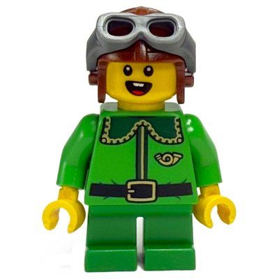 Figurine Elf / Postal Elf - Bright Green Torso, Green Legs, Aviator Hat du set 10339