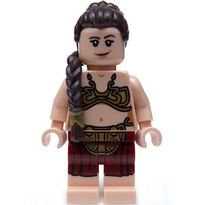 Minifigure Princess Leia, Slave Outfit, Long Dark Brown Hair del set 75397