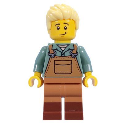 Minifigur Gardener, Sand Blue Torso, Medium Nougat Apron, Bright Light Yellow Hair aus Set 21353