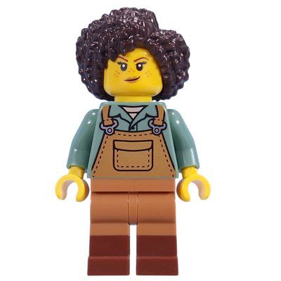 Minifigur Gardener, Sand Blue Torso, Medium Nougat Apron, Dark Brown Hair aus Set 21353