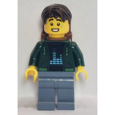 Figurine Passenger, Dark Green Torso, Sand Blue Legs, Dark Brown Hair, Backpack du set 910034