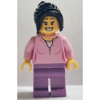 Figurine Singer, Bright Pink Torso, Medium Lavender Legs, Black Hair du set 910034