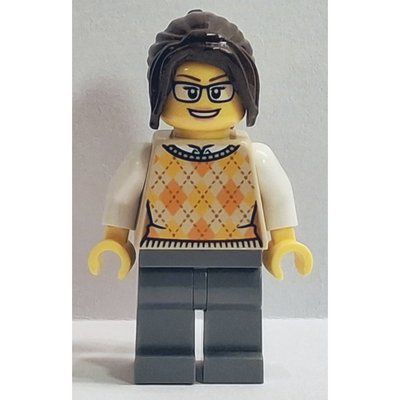 Figurine Passenger, Tan Torso, Dark Bluish Grey Legs, Dark Brown Hair du set 910034
