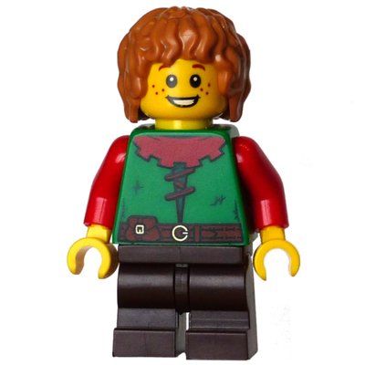 Minifigur Elf, Green Torso, Dark Brown Legs, Medium Nougat Hair aus Set 910037
