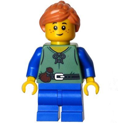 Minifigur Elf, Sand Green Torso, Blue Legs, Nougat Hair aus Set 910037