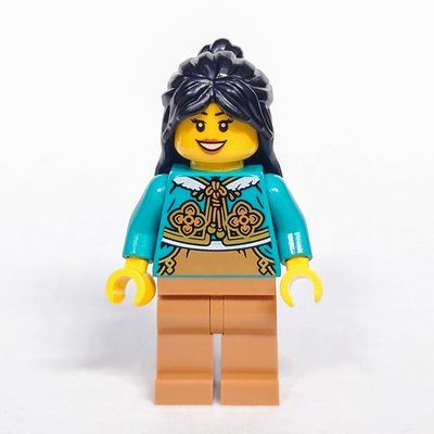 Figurine Dark Turquoise Torso, Medium Nougat Legs, Black Hair du set 80116