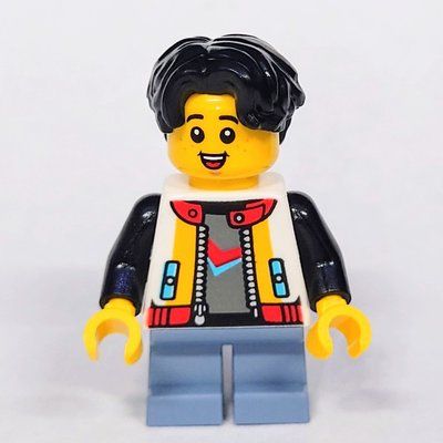 Figurine Kid, White Torso, Sand Blue Legs, Black Hair du set 80116