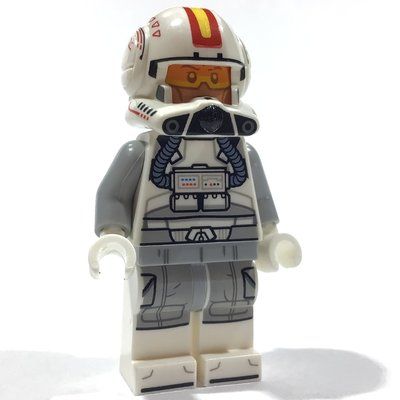 Figurine Clone Pilot, Open Helmet with Yellow and Red Markings, White Legs du set 75402