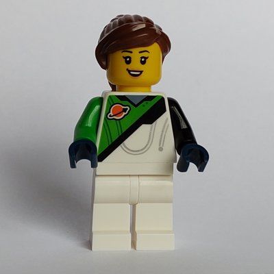 Figurine Astronaut, White and Bright Green Spacesuit (Futuron), Reddish Brown Hair du set 60446