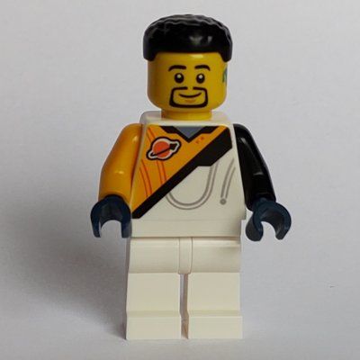 Figurine Astronaut, White and Bright Light Orange Spacesuit (Futuron), Black Hair du set 60446