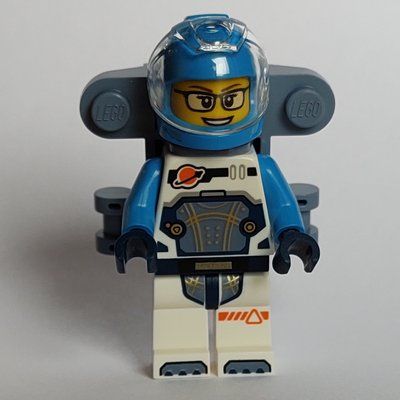 Figurine Astronaut, White and Dark Azure Spacesuit, Sand Blue Back Bracket du set 60446